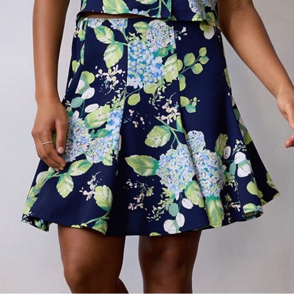 NEW…LC Lauren Conrad Floral Navy Paneled Skirt